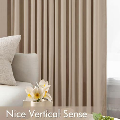 MIULEE Camel Beige Velvet Curtains 84 Inch Long 2 Panels, W40 x L84 | Luxury Super Soft, Thermal Insulated, Room Darkening Drapes, Rod Pocket Design, Window Curtains for Bedroom Living Room - color: Camel Beige, size: 40"W x 84"L (Pack of 2)
