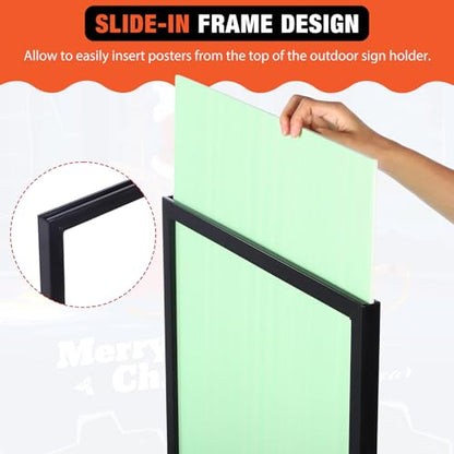 Blulu 6 Pcs Sign Stand Holder, 19.6"x 27.5" Double Sided Metal Wedding Sign Stand, Heavy Duty Floor Standing Poster Holder, Outdoor Banner Stands with Non Slip Mat for Board and Foam Display (Black) - color: Black