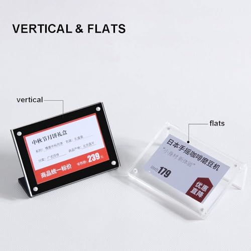 2 Pack Acrylic Label Holder (90*60mm/3.54*2.36 inches) | Price Tag Displays Sign Holder, Horizontal Slanted L-Shape Table Top Sign Stand