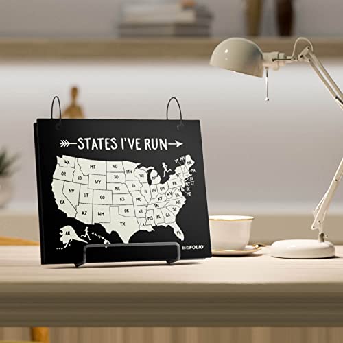 Gone For a Run BibFOLIO Race Bib Album - States I've Run - 9.5x8 | Wood Cover, Twist Cable Rings, Race Bib Holder, Holds Up to 100 Bibs, Includes 12 Vinyl Sleeves, Marathon Runner Gift - color: States I've Run