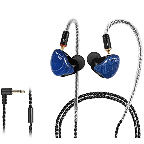 in Ear Monitor Headphones, HiFi Stereo IEM Earphones, Dynamic Dual Driver Wired Earbuds with Detachable Cable, Noise Canceling Headset for Singers Musicians Drummers Audiophile (Blue, No Mic) - color: Blue, size: No Mic