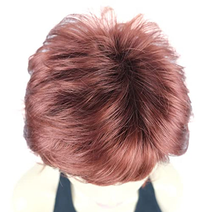 Lydell Short Layered Shaggy Wavy Full Synthetic Wigs (131 Burgundy Red) - color: #131 Burgundy Red