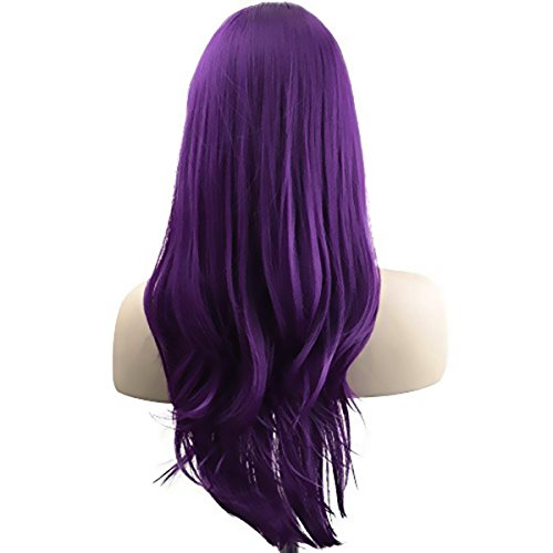 Akstore 28 inch Fashion Wigs Long Wavy Curly Hair Cosplay Wig (Purple) - color: Purple