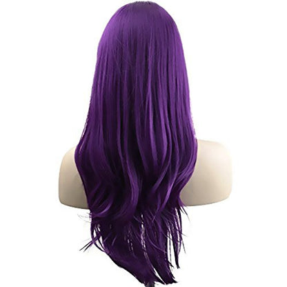 Akstore 28 inch Fashion Wigs Long Wavy Curly Hair Cosplay Wig (Purple) - color: Purple