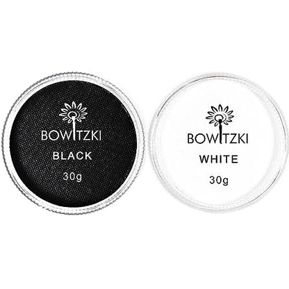 Bowitzki 30g Professional Face Paint Body Paint Water Based Face painting Makeup for Adults Split Cake Single Color (Black+White) - color: Black+White
