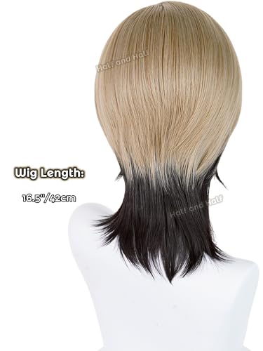 Zanka Cosplay Wig Short Brown Blonde and Black Anime Wig for Men | Light Brown Male Wigs for Unisex Women Party Halloween Costumes