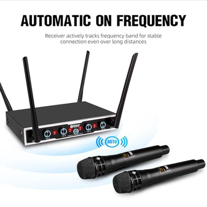 D Debra Audio Wireless Microphone System Pro DU4004 UHF 4 * 16 Adjustable Channel Wireless Handheld Lavalier Headset Mics, Ideal for Meeting Church Speech Party (2 Handheld 2 Bodypack) - color: 2 Handheld 2 Bodypack