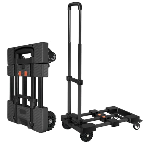 Folding Hand Truck Dolly Cart 500lbs for Travel/Home Use - color: Black