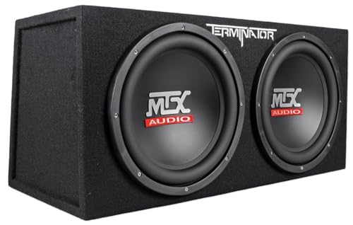 MTX Terminator Dual 12" Subwoofers, Loaded Enclosure, 1200W Max, 400W RMS | Car Audio Subwoofer and Speaker System with Deep Bass Sound - style: Dual 12" Subwoofer Enclosure Subwoofer