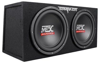 MTX Terminator Dual 12" Subwoofers, Loaded Enclosure, 1200W Max, 400W RMS | Car Audio Subwoofer and Speaker System with Deep Bass Sound - style: Dual 12" Subwoofer Enclosure Subwoofer