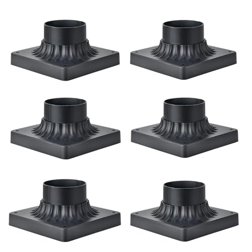 Pier Mount Base 6 Pack, Outdoor Post Light Adapter Matte Black - color: Matte Black-6PK
