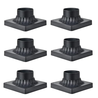 Pier Mount Base 6 Pack, Outdoor Post Light Adapter Matte Black - color: Matte Black-6PK