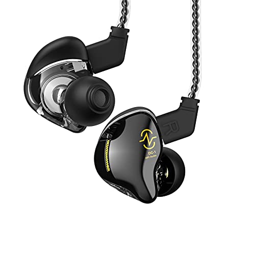 Headphones in Ear Monitor Wired Earbud,1DD HiFi Bass Immersive Sound Earphones, for Drummer Musicians Singer Stage Earbuds Gym Workout Running Patented Eartips Headset, CCZ Coffee Bean (Black Mic) - color: Black, size: With Mic