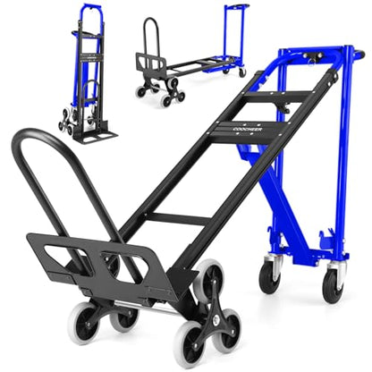 4-in-1 Stair Climbing Cart/Hand Truck Dolly,Convertible Platform Cart Blue - color: Blue-1