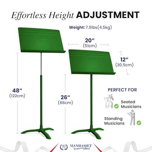 Manhasset 48 Symphony Music Stand for Sheet Music - Model 4801MGN - color: Green, Matte, size: Pack of 1