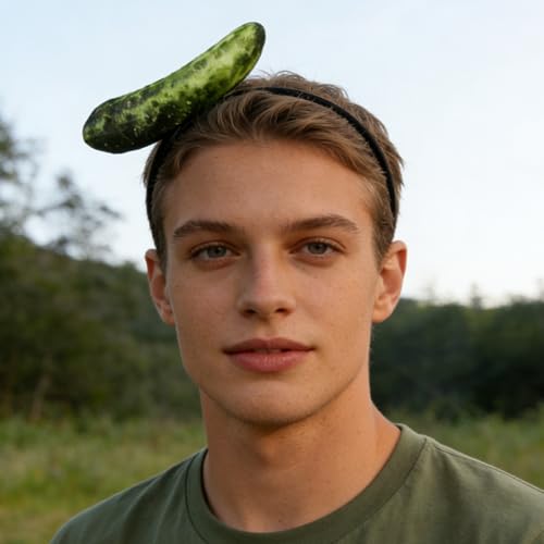 2 Pcs Cucumber Pickle Headbands,Pickle Headwear,Cute Food Shaped Hair band for Women,Vegetable Hair Hoop for Face Washing,Food Headpieces for Halloween/Cosplay/Parties