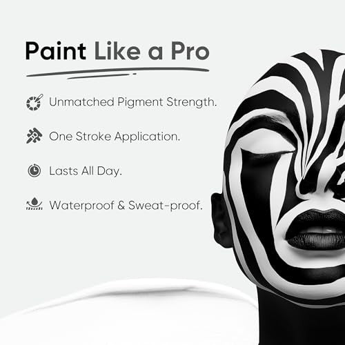 Blue Squid PRO White Face Paint Stick - Waterproof Body Paint for Adults & Kids Eye Black Baseball, Softball - Vegan Hypoallergenic Twist-Up Non-Toxic Makeup Stick for Cosplay, Sports & SFX (White) - color: White