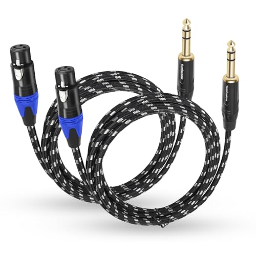 1/4" to XLR Cable,Heavy Duty Nylon Braided,Gold Plated Plug,Balanced 1/4" TRS to XLR Female Patch Cable, Quarter Inch 6.35mm to 3pin XLR Female Microphone Cable, for Speaker,Mixer-6.6ft/2Pack
