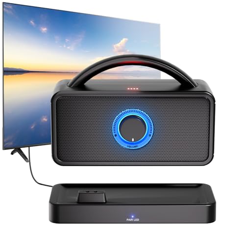 5.8 GHz Wireless TV Speakers for Hard of Hearing Seniors | Portable TV Speaker Amplifies TV Sound, 0ms Audio-Video Sync, ARC/AUX/RCA/COAX/OPT, All Cables Included