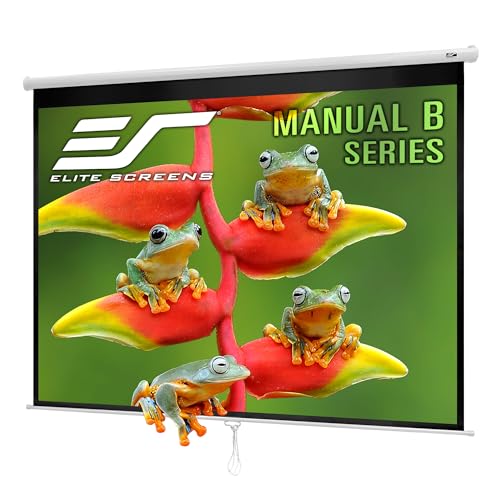 Elite Screens Manual B Series, 100-inch Diagonal 4:3, Pull Down Projection Manual Projector Screen with Auto Lock, M100V - color: White, size: 100 INCH, style: 4:3