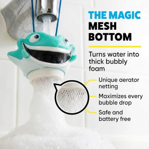 Suddy Buddy® Bubble Maker for Bathtub | Fun Kid Bubble Bath Toys | Safe Bath Bubbler for Boys & Girls Ages 3+ | Includes 1 Foam Dispenser, 1 Trading Card & 3 Super-Bubble Drops | Manny Manta Ray - style: Manta Ray