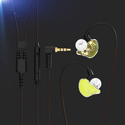 BASN Bmaster Noise Isolating in Ear Monitor Earphones, 1BA+2DD Hybrid Balanced Armature Driver IEM Headphones with Two Detachable MMCX Cables (Yellow) - color: Yellow