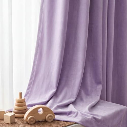 NICETOWN Lilac Purple Velvet Curtains & Drapes for Girls' Bedroom 84" Long - color: Lilac Purple, size: 52"W x 84"L (Pack of 2)