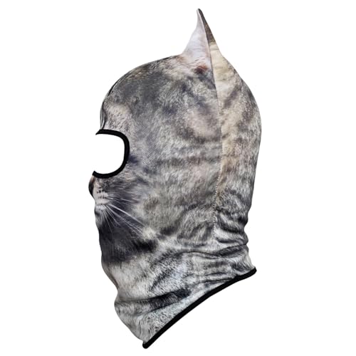 WTACTFUL 3D Animal Ears Balaclava, Breathable Face Mask for Halloween | Stand-Up Ears, Windproof Dustproof, Quick-Dry, No Fade Print, Soft, for Music Festivals Raves Ski Snowboard Moto Party - color: Silver Tabby American Shorthair Meb-21