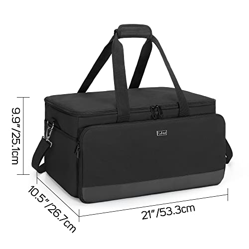 LoDrid Large Cable File Bag with Padded Bottom for Music Equipment, Black | Detachable Dividers, Multiple Pockets for 15.6" Laptop, DJ Gear, Sound Instrument