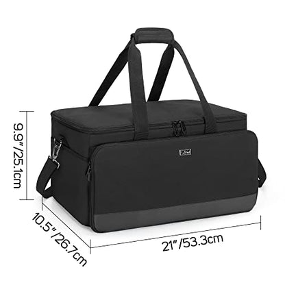 LoDrid Large Cable File Bag with Padded Bottom for Music Equipment, Black | Detachable Dividers, Multiple Pockets for 15.6" Laptop, DJ Gear, Sound Instrument