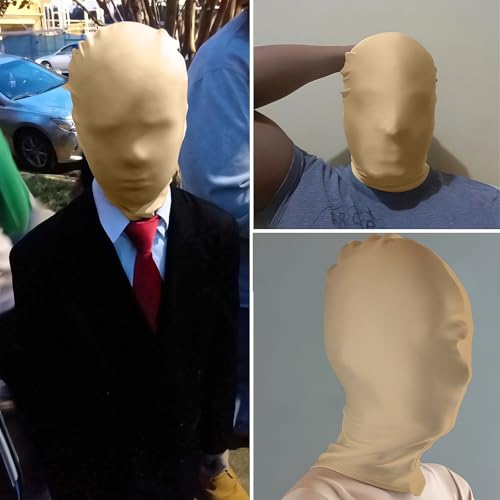 2 Pieces Full Face Mask, BW 2nd Skin Masks,Halloween Spandex Hood for Unisex Cloth - color: Skin