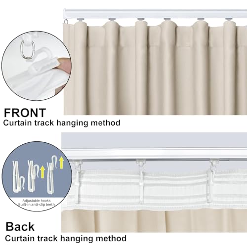 Room Divider Blackout Curtain Track Curtains Wall Dividers Panels Screen for Living Rooms Bedroom Office Privacy Partition Separation, W180 × L96 Inch,1 Panel, Beige - color: Beige, size: 180"W x 96"L (Pack of 1)