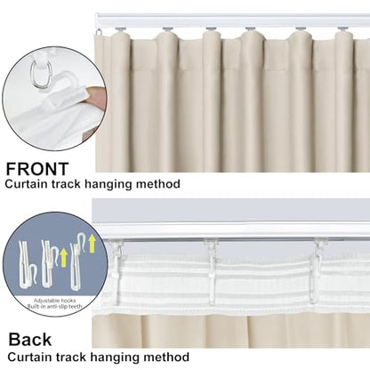 Room Divider Blackout Curtain Track Curtains Wall Dividers Panels Screen for Living Rooms Bedroom Office Privacy Partition Separation, W100 × L120 Inch,1 Panel, Beige - color: Beige, size: 100"W x 120"L (Pack of 1)
