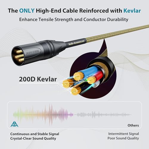 AA AUDIO ACCESSORY Gold Series Star Quad XLR Cables 10ft Handmade Mic Cord - size: 10ft, 1 Pack, style: Gold Series, Neutrik