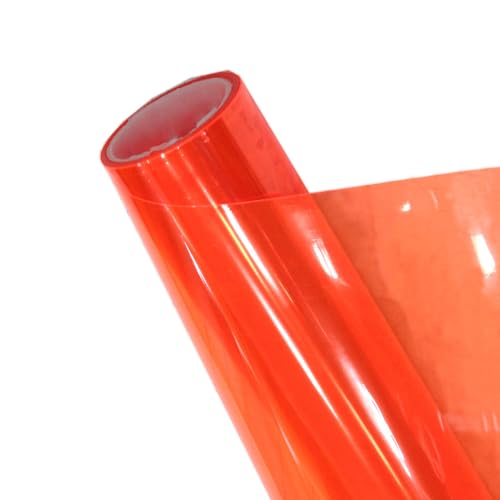 12” X 48” Tint Vinyl Film Sticker Sheet Roll for Car Headlight, Tail Lights, Fog Lights with Squeegee + Cutter (Neon Orange) - color: Neon Orange