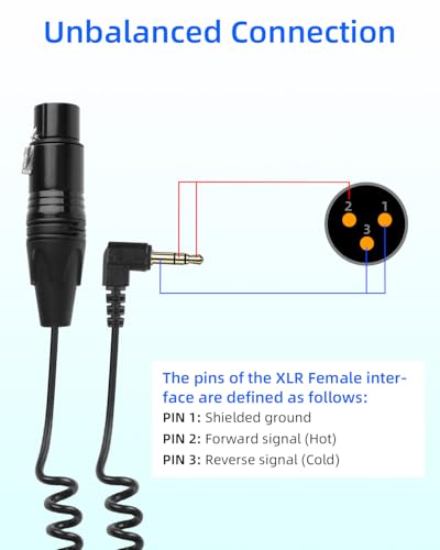 3.5mm to XLR Coiled Cable,Right Angle 1/8Inch Mini Jack TRS Stereo | Male to 3 Pin XLR Female Microphone Audio Cord Adapter for MP3 Players,Laptops,Speakers（50CM/1.65FT）