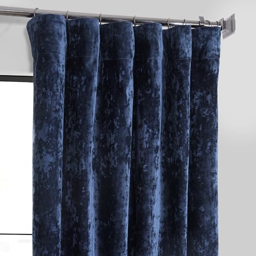 HPD Half Price Drapes Lush Crush Velvet Curtains - Room Darkening Curtain 96 Inches Long for Bedroom & Living Room, Luxury Look, Rod Pocket Design, (1 Panel), 50W x 96L, Sapphire Blue - color: Sapphire Blue, size: 50"W x 96"L (Pack of 1)