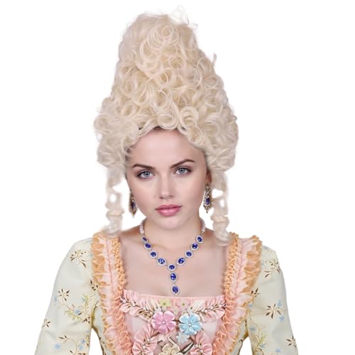 ColorGround Short Curly Beehive Wig Queen Updo Cosplay Wig for Women Halloween Costume (Blonde) - color: Blonde
