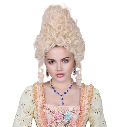 ColorGround Short Curly Beehive Wig Queen Updo Cosplay Wig for Women Halloween Costume (Blonde) - color: Blonde