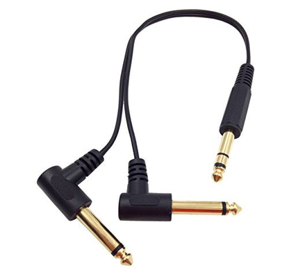 1 Feet Gold Plated 6.35mm 1/4" Male TRS Stereo to Dual 2 x 6.35mm 1/4" Male TS Mono 90 Degree Right Angle Y Splitter Audio Cable (30cm/1Feet) - color: 30cm/1Feet