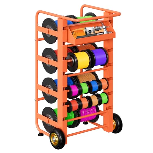 Wire Spool Rack, 11 Rods Cable Dispenser Cart with Storage Tray