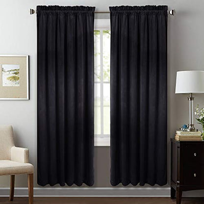StangH Black Blackout Velvet Curtains 72 inches Long Rod Pocket, 2 Panels - color: Neutral Series - Black, size: 52"W x 72"L (Pack of 2)