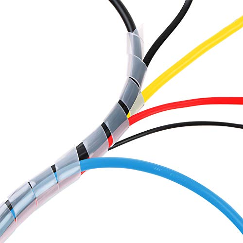 26Ft XHF 3/8" Clear Spiral Cable Wrap 10mm(Wrapping Range:7.5mm-60mm) Cord for Computer Electrical Wire Organizer Sleeve Hose RoHS - size: Dia 10MM