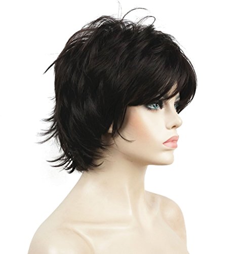 Lydell Short Layered Shaggy Full Wavy Synthetic Wigs (Dark Brown) - color: #4 Dark Brown