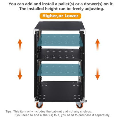 Movable AV Gear Rack 8U 19in Mobile Floor Standing Network Device Storage Cabinet Stand - Audio Stereo Studio DJ Equipment Rack Server IT Data Devices Storage Cabinet Enclosure with Castors - size: 8U