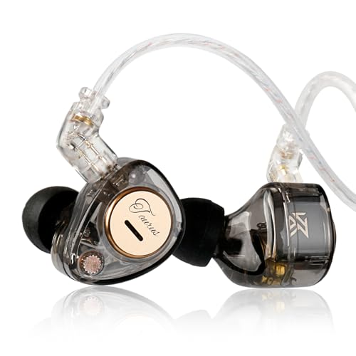 KZ Taurus in Ear Monitor Headphones, Horizontal 2DD in Ears, Gaming Earbuds, Noise Isolating Ear Buds Sound Localization in-Ears for Singers Musicians Audiophiles - color: ClearBlack, style: no Mic