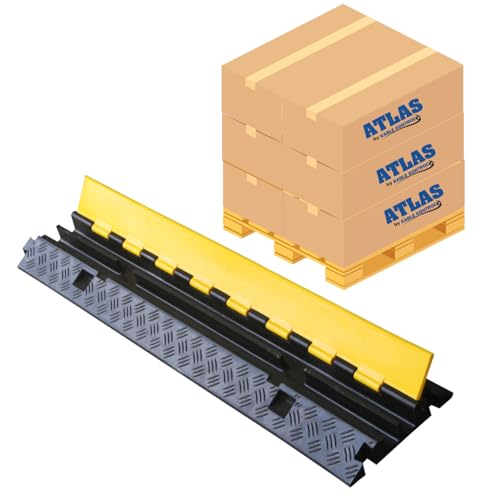 Kable Kontrol Atlas Heavy Duty Cable Protector Ramp - 2 Channel Bulk Wholesale Pallet - 10 Pcs - 40” Long Black & Yellow - 24,000 Lbs Capacity - Rubber Speed Bump Wire Protector Cord Cover - CP9987 - size: 2 Channel - 40" - 10 Units