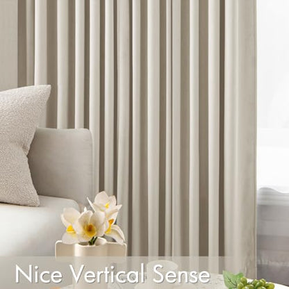 MIULEE Beige Velvet Curtains 84 Inch Long 2 Panels, W40 x L84 | Luxury Super Soft, Thermal Insulated, Room Darkening Drapes, Rod Pocket Design, Window Curtains for Bedroom Living Room - color: Beige, size: 40"W x 84"L (Pack of 2)
