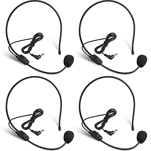 Boao 4 Pcs Headset Microphone Flexible Boom for Voice Amplifier Teachers