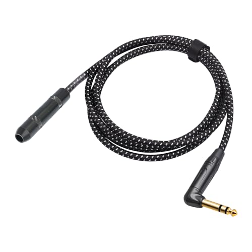 6Feet Right Angle 1/4 TRS Male to Female Stereo Audio Cable,6.35mm TRS Male to Female Stereo Headphone Guitar Extension Cable Cord-1 Pack - size: 6Feet
